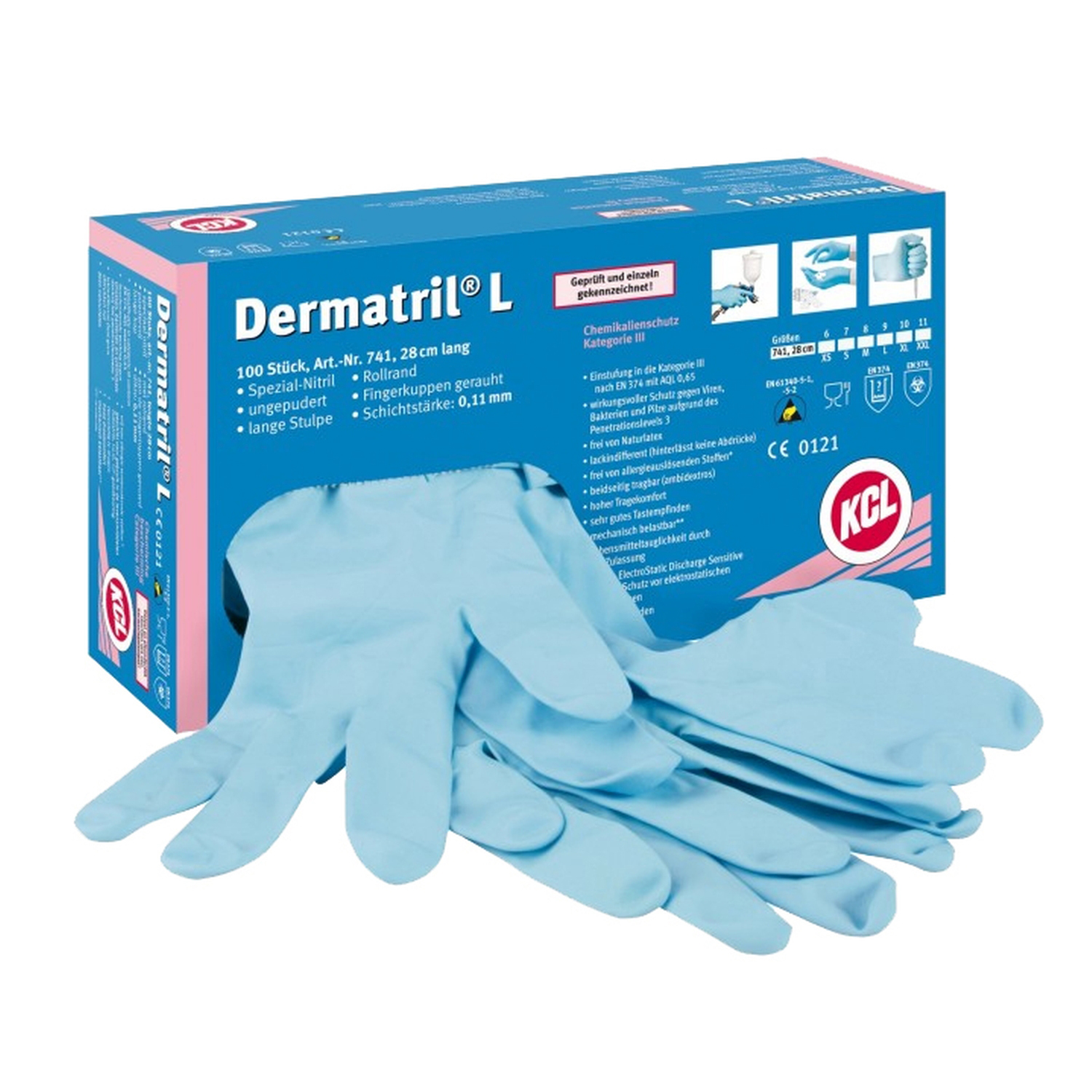 Disposable Chemical Protective Glove Dermatril L 741