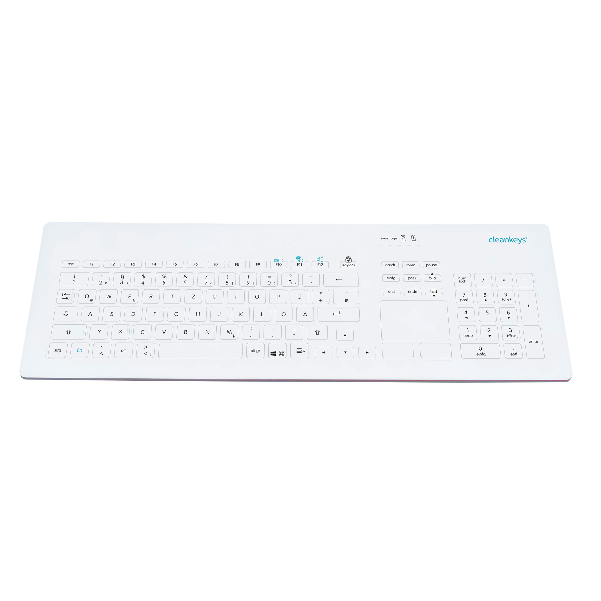 Kabellose Reinraum-Tastatur Glas cleankeys CK4W